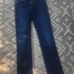 7 for All Mankind straight leg slim fit jeans.